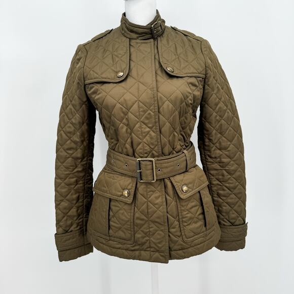 Burberry Jackets & Blazers - Burberry Quilted Coat Winter Down Finsbridge Plaid Jacket Check Olive Green XS
